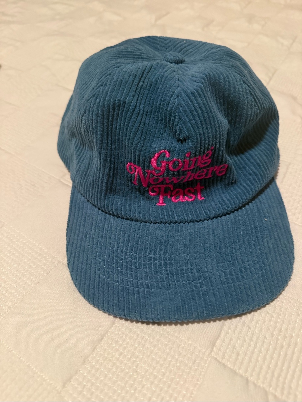 Going Nowhere Fast Blue Corduroy Baseball Cap - ascot and hart